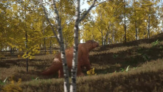 Megatherium Walks in the Forest Extinct genus of Ground Sloths Pliocene Pleistocene 3D Animation 4K