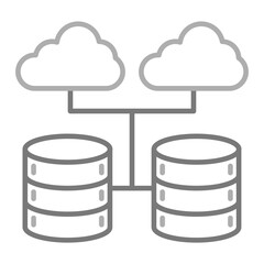 Cloud Database Greyscale Line Icon