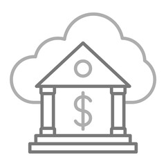 Cloud Banking Greyscale Line Icon