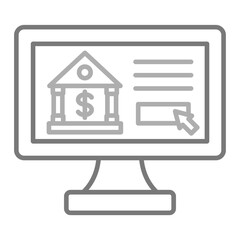 Online Banking Greyscale Line Icon
