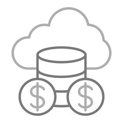 Cloud Money Greyscale Line Icon