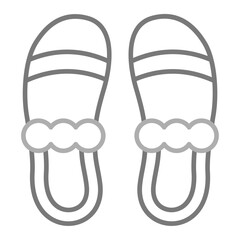 Slippers Greyscale Line Icon