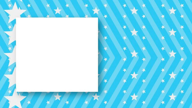 Abstract blue background with geometric shapes and frame for text. Looped animation with copy-space white and shadow.