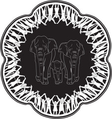 elephant family with frame