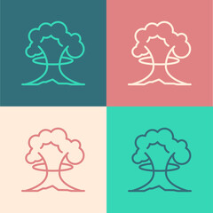 Pop art line Nuclear explosion icon isolated on color background. Atomic bomb. Symbol of nuclear war, end of world. Vector