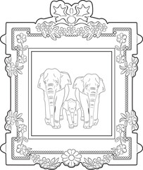 elephant family with frame