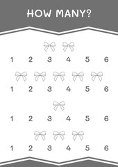 How many of Ribbon, game for children. Vector illustration, printable worksheet