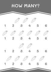 How many of Carrot, game for children. Vector illustration, printable worksheet
