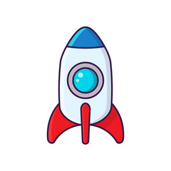 Fototapeta premium Cartoon rocket. Spaceship on a white background