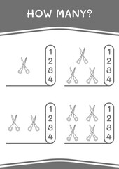 How many of Scissor, game for children. Vector illustration, printable worksheet