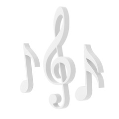 Treble clef and music notation. 3D model.