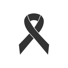 Black ribbon icon. Memorial symbol. Sign death decor vector.