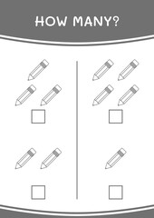 Obraz premium How many of Pencil, game for children. Vector illustration, printable worksheet