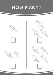 Fototapeta premium How many of Push pin, game for children. Vector illustration, printable worksheet