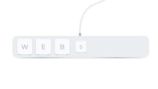 Website word written with computer buttons over white background