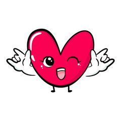 Fototapeta premium Cute cartoon heart face. Kawaii character. Vector illustartion.