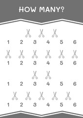 How many of Scissor, game for children. Vector illustration, printable worksheet