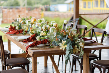a festive table set for a family holiday dinner