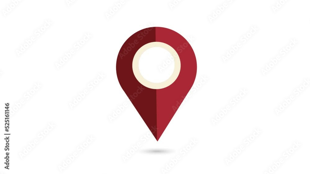 Poster Red map pointer 2d pin. Location symbol bouncing isolated on white background. Web location point, pointer.