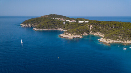 Fototapeta na wymiar Italy, August 2022: aerial view of the archipelago of the Tremiti islands in Puglia