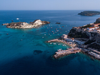 Italy, August 2022: aerial view of the archipelago of the Tremiti islands in Puglia