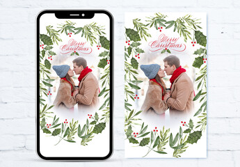 Vegetal Frame Christmas Digital Card