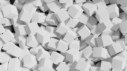 White cubes in a pile. Abstract 3d background.