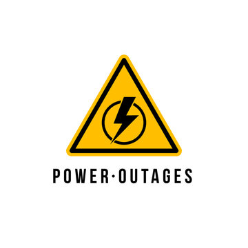 Power outage vector blackout failure electric warning logo symbol background. Power outage attention caution banner.