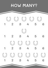 How many of Horseshoe, game for children. Vector illustration, printable worksheet