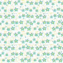 Seamless plants hand-drawn pattern, abstract nature background. Can be used for wallpaper, web page background,surface textures.  - 525162989