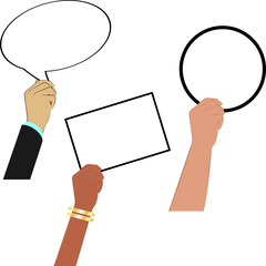 hand holding card mockup illustration cartoon set collection in vector format