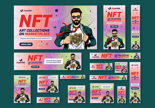 Nft Art Collection Web Banner Set