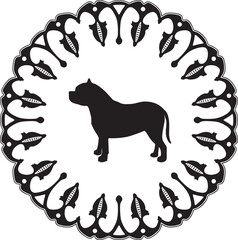 bulldog with floral frame vector design