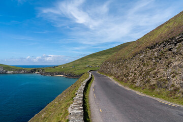 Wild Atlantic Way coastal road on Dingle Peninsula in County Kerry of western Ireland