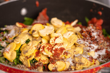 various traditional Tunisian dish with various ingredients of the country