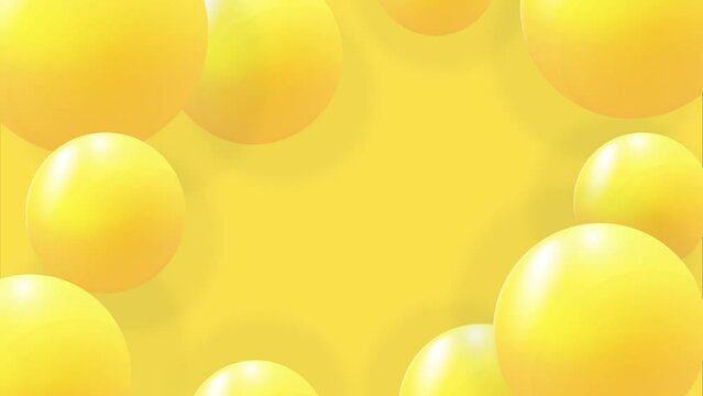 Abstract background with falling 3d orange balls. Dynamic flying colorful bubbles, futuristic composition with glossy spheres. Modern trendy banner or poster design