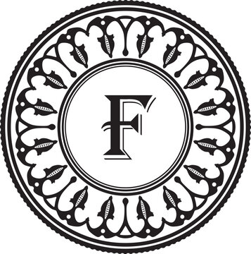 Letter f logo with floral frame