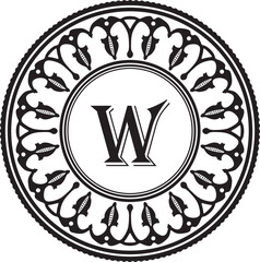 letter w logo with floral frame