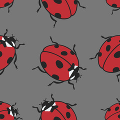 Seamless pattern with ladybugs. Summer ladybirds background.