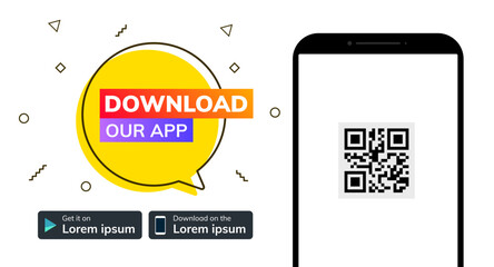 Cellphone download app landing page. Smartphone download our app mobile device banner
