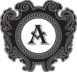 Letter a logo with vintage frame