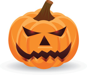 Orange pumpkin with a smile on a white background. Nice picture for Halloween design. The main symbol of Happy Halloween.