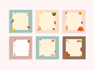 planner paper empty background  with autumn seasonal elements