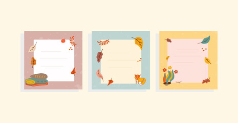 planner paper empty background  with autumn seasonal elements