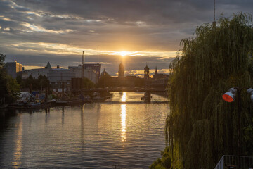 sunset over the river