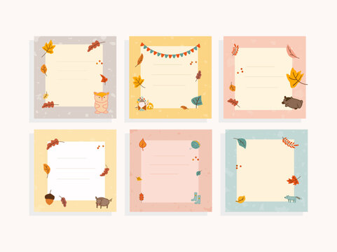 planner paper empty background  with autumn seasonal elements