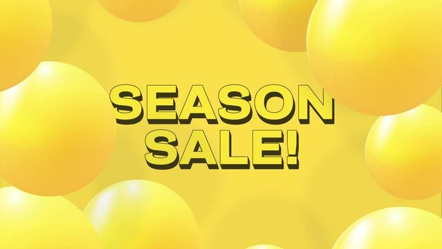 Season sale discount sale. Abstract background with falling 3d orange balls. Dynamic flying colorful bubbles