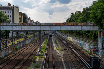 Fototapeta na wymiar railway bridge in the city