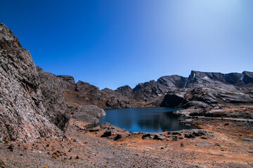 Lake in Andes mountains in Cochabamba Bolivia