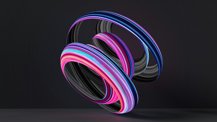 3d render, abstract modern background with colorful curvy shape, tangled ribbon. Trendy wallpaper